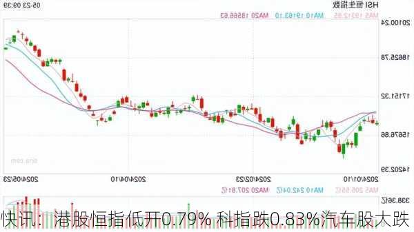 快讯：港股恒指低开0.79% 科指跌0.83%汽车股大跌