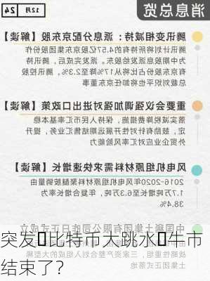 突发️比特币大跳水️牛市结束了？