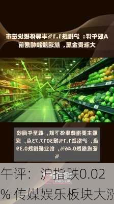 午评：沪指跌0.02% 传媒娱乐板块大涨