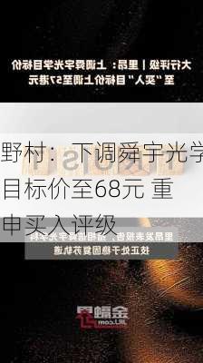 野村：下调舜宇光学目标价至68元 重申买入评级