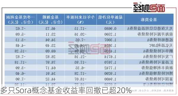 多只Sora概念基金收益率回撤已超20%