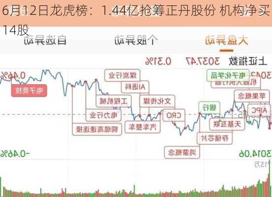 6月12日龙虎榜：1.44亿抢筹正丹股份 机构净买14股