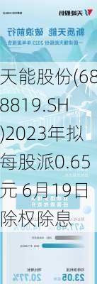 天能股份(688819.SH)2023年拟每股派0.65元 6月19日除权除息