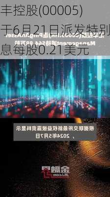 汇丰控股(00005)将于6月21日派发特别股息每股0.21美元