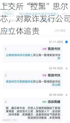 上交所“拉黑”思尔芯，对欺诈发行公司应立体追责