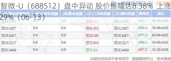 慧智微-U（688512）盘中异动 股价振幅达8.38%  上涨7.29%（06-13）