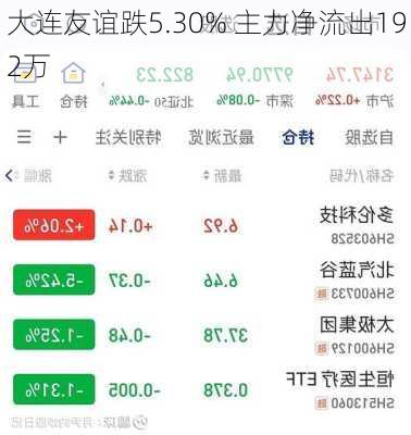 大连友谊跌5.30% 主力净流出192万