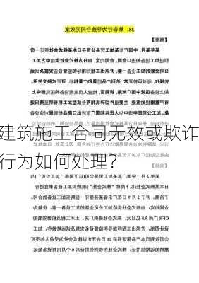 建筑施工合同无效或欺诈行为如何处理？