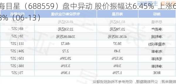 海目星（688559）盘中异动 股价振幅达6.45%  上涨6.8%（06-13）