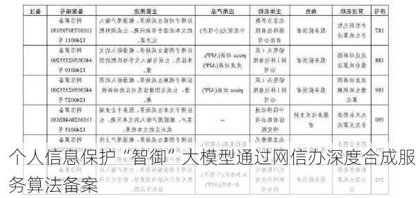 个人信息保护“智御”大模型通过网信办深度合成服务算法备案