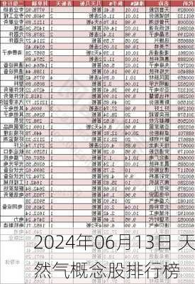 2024年06月13日 天然气概念股排行榜