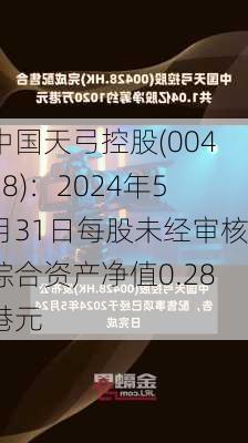 中国天弓控股(00428)：2024年5月31日每股未经审核综合资产净值0.28港元