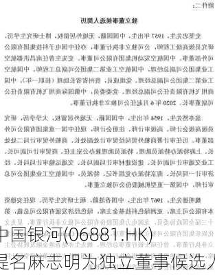 中国银河(06881.HK)提名麻志明为独立董事候选人