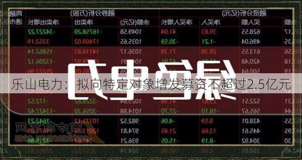 乐山电力：拟向特定对象增发募资不超过2.5亿元