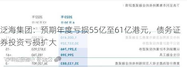 泛海集团：预期年度亏损55亿至61亿港元，债务证券投资亏损扩大