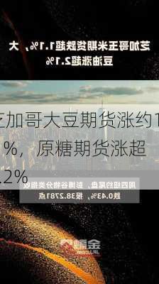 芝加哥大豆期货涨约1.1%，原糖期货涨超2.2%