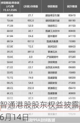 智通港股股东权益披露|6月14日