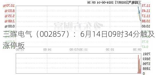 三晖电气（002857）：6月14日09时34分触及涨停板