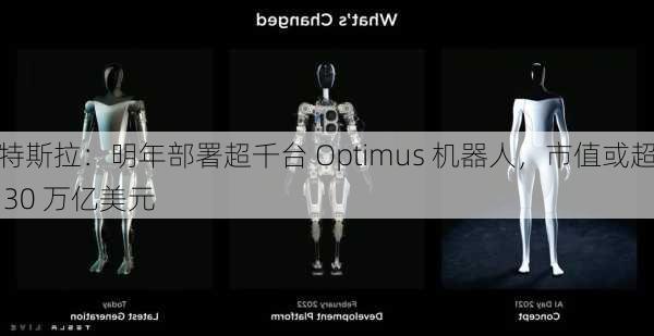 特斯拉：明年部署超千台 Optimus 机器人，市值或超 30 万亿美元