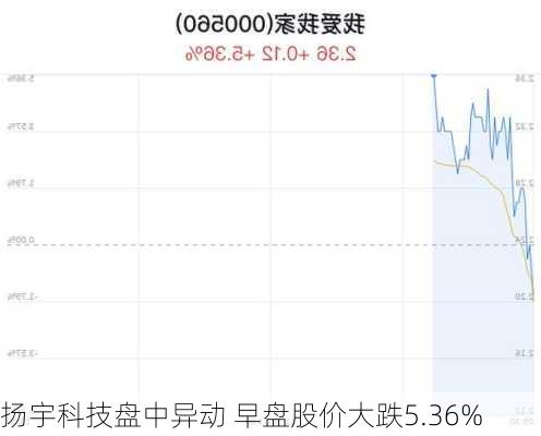 扬宇科技盘中异动 早盘股价大跌5.36%