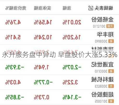 永升服务盘中异动 早盘股价大涨5.33%