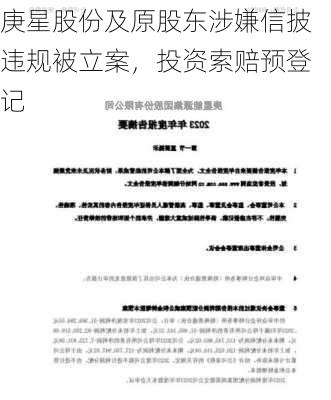 庚星股份及原股东涉嫌信披违规被立案，投资索赔预登记