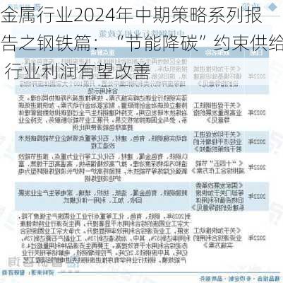 金属行业2024年中期策略系列报告之钢铁篇：“节能降碳”约束供给 行业利润有望改善