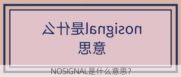 NOSIGNAL是什么意思？