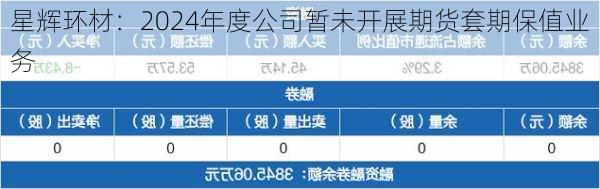 星辉环材：2024年度公司暂未开展期货套期保值业务