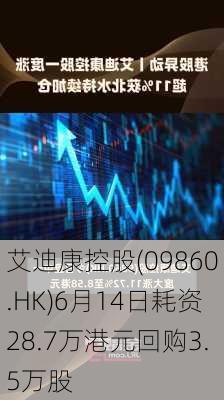 艾迪康控股(09860.HK)6月14日耗资28.7万港元回购3.5万股