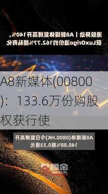 A8新媒体(00800)：133.6万份购股权获行使