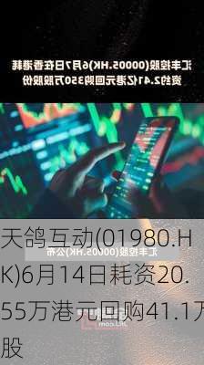 天鸽互动(01980.HK)6月14日耗资20.55万港元回购41.1万股