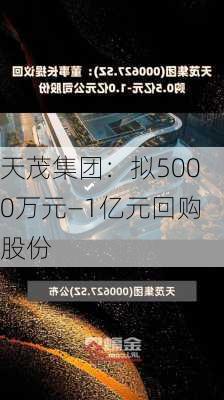 天茂集团：拟5000万元―1亿元回购股份