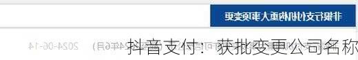 抖音支付：获批变更公司名称