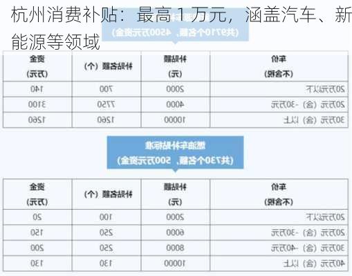 杭州消费补贴：最高 1 万元，涵盖汽车、新能源等领域