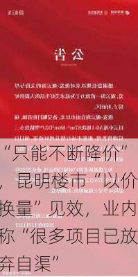 “只能不断降价”，昆明楼市“以价换量”见效，业内称“很多项目已放弃自渠”