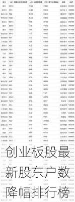 创业板股最新股东户数降幅排行榜