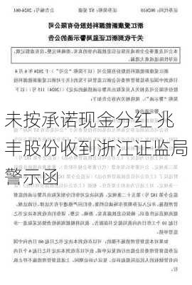 未按承诺现金分红 兆丰股份收到浙江证监局警示函