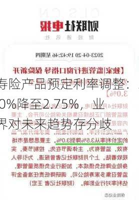 寿险产品预定利率调整：3.0%降至2.75%，业界对未来趋势存分歧