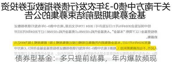 债券型基金：多只提前结募，年内爆款频现