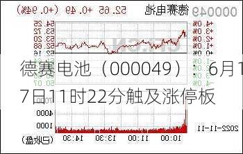 德赛电池（000049）：6月17日11时22分触及涨停板