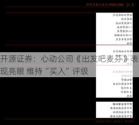 开源证券：心动公司《出发吧麦芬》表现亮眼 维持“买入”评级