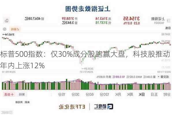 标普500指数：仅30%成分股跑赢大盘，科技股推动年内上涨12%