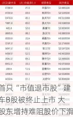 首只“市值退市股”建车B股被终止上市 大股东增持难阻股价下滑