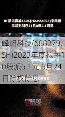 峰岹科技(688279.SH)2023年度拟每10股派6.1元 6月24日除权除息