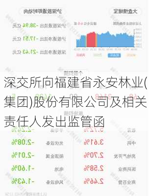 深交所向福建省永安林业(集团)股份有限公司及相关责任人发出监管函