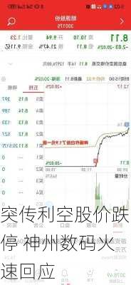 突传利空股价跌停 神州数码火速回应