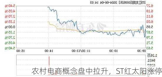 农村电商概念盘中拉升，ST红太阳涨停