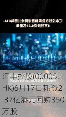 汇丰控股(00005.HK)6月17日耗资2.37亿港元回购350万股