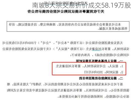 南玻B大宗交易折价成交58.19万股